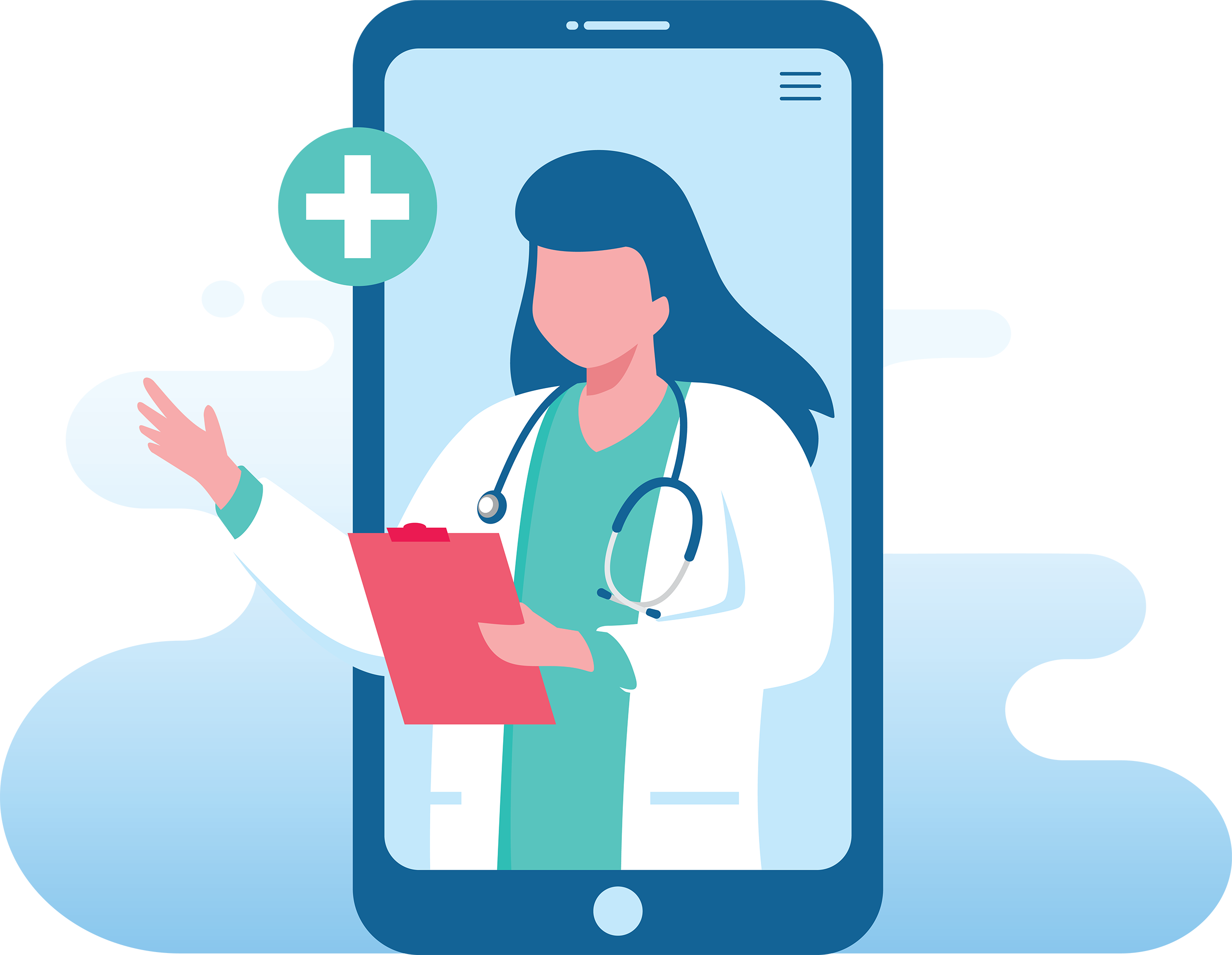 Illustration of physician and mobile phone